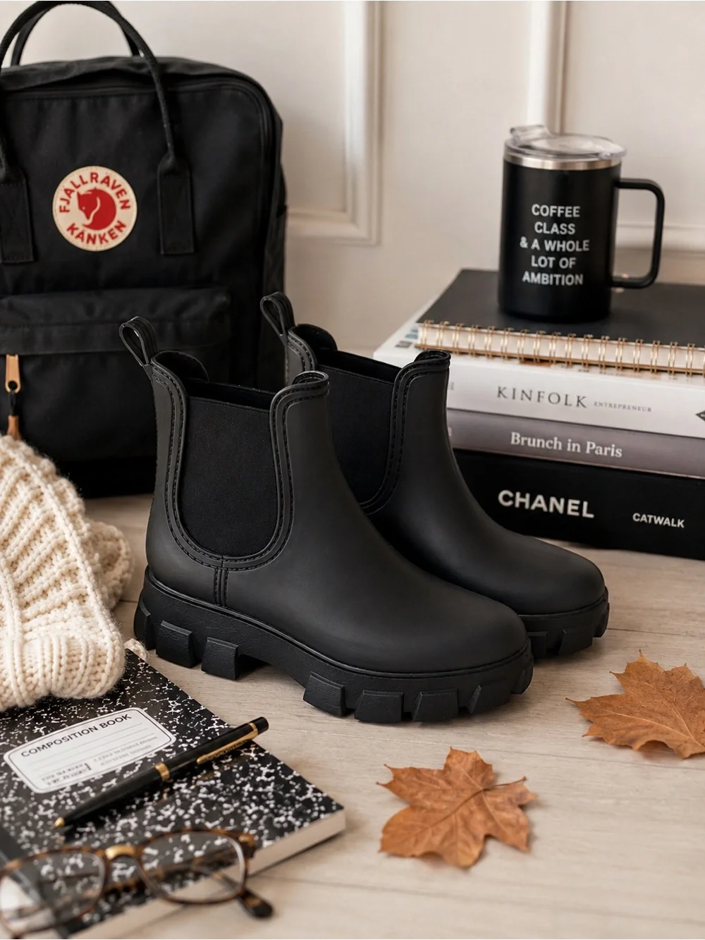 Jeffrey Campbell Black Chunky Chelsea Rain Boots